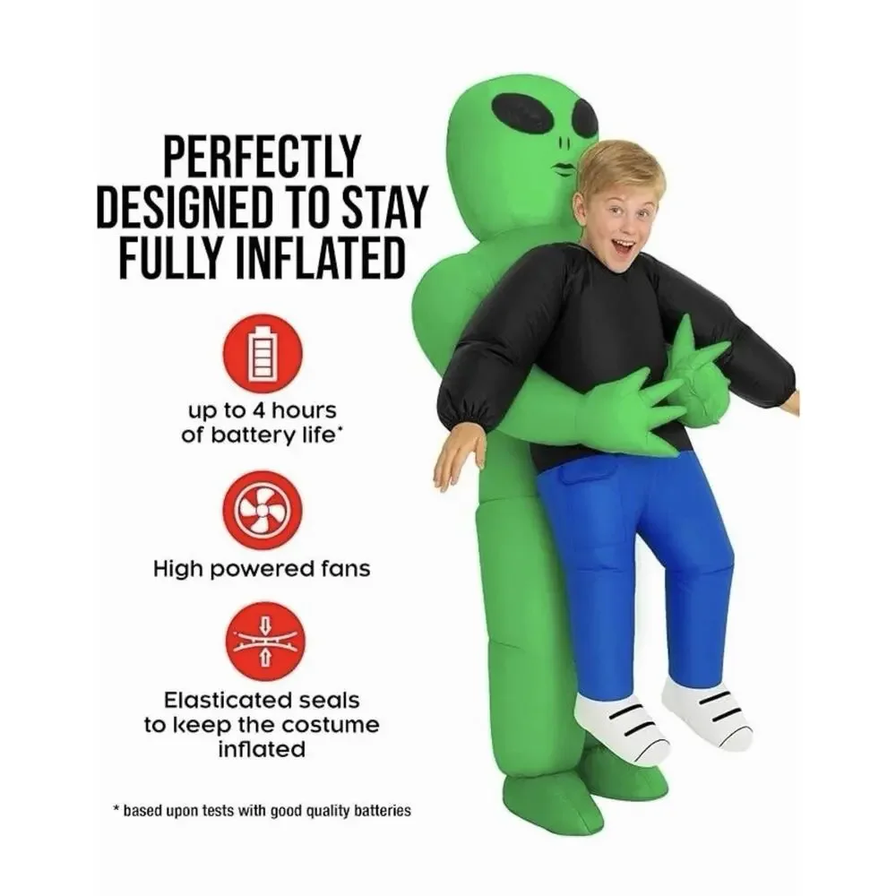 Kids Inflatable Alien Costume Boys Girls Blow Up Pick Me Up Suit Halloween